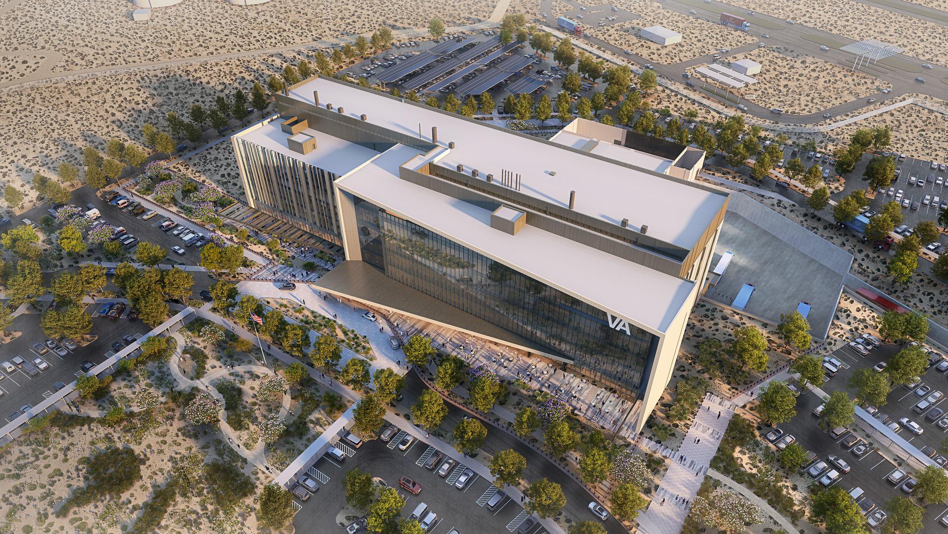 Aeriel rendering of the VA El Paso Health Care Facility in El Paso, Texas