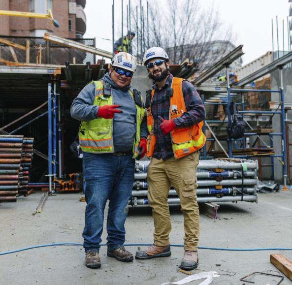 Edwin Urquilla, carpenter general foreman, Clark Construction in PPE on a jobsite