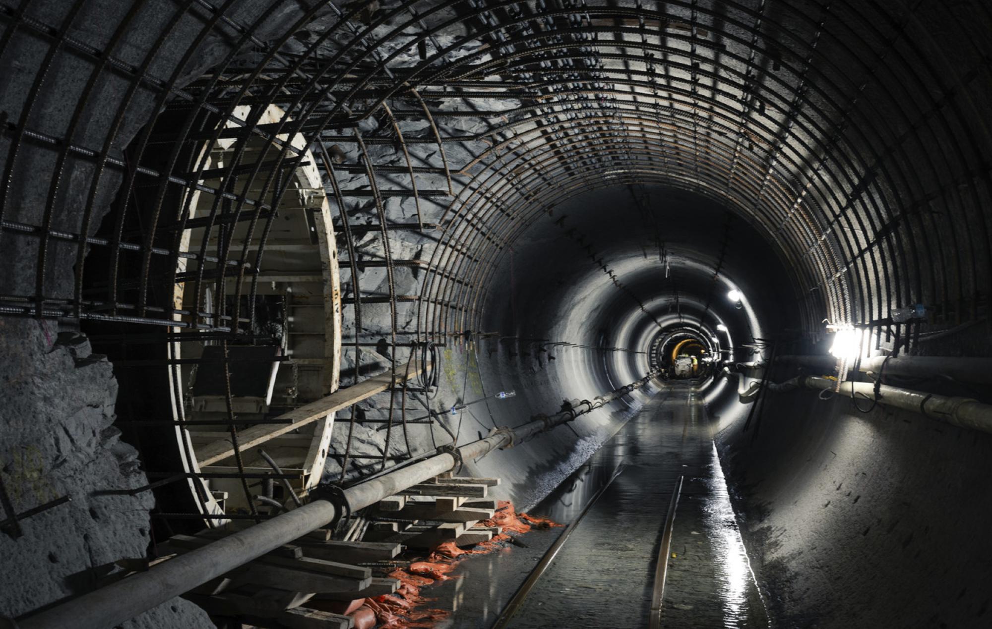illuminated underground tunnel in Atlanta by Guy F. Atkinson Construction