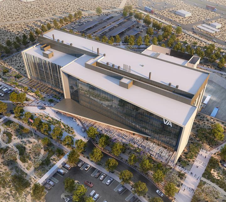 Aeriel rendering of the VA El Paso Health Care Facility in El Paso, Texas